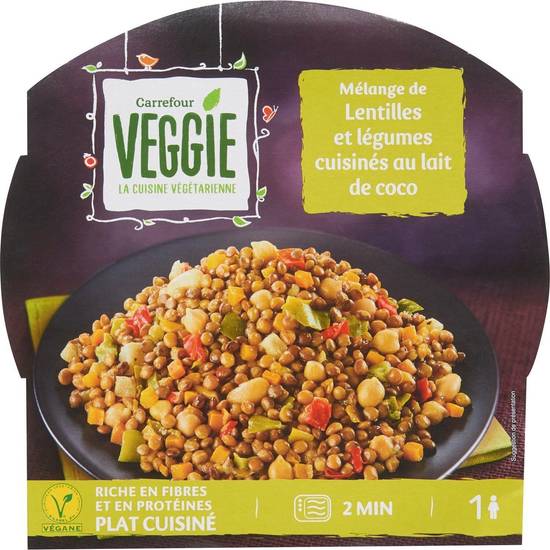 Carrefour Veggie - Plat cuisiné mélange lentilles et légumes