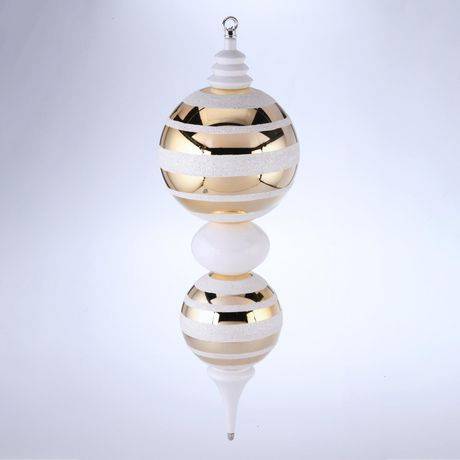 Holiday Time 24-Inch Jumbo Shatterproof Finial Christmas Ornament, Gold/White