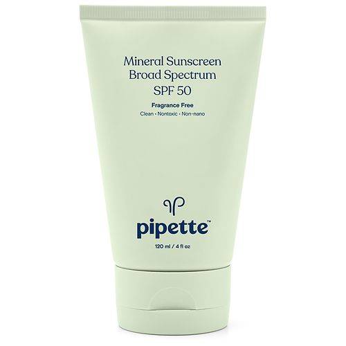 Pipette Mineral Sunscreen Broad Spectrum SPF 50 Fragrance Free - 4.0 fl oz
