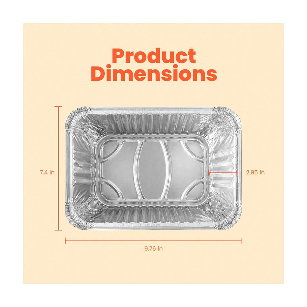 True Living Foil Meal Prep Containers Heavy-Duty Disposable Aluminum Food Storage 9.76x7.4x2.95 In 3 Pk