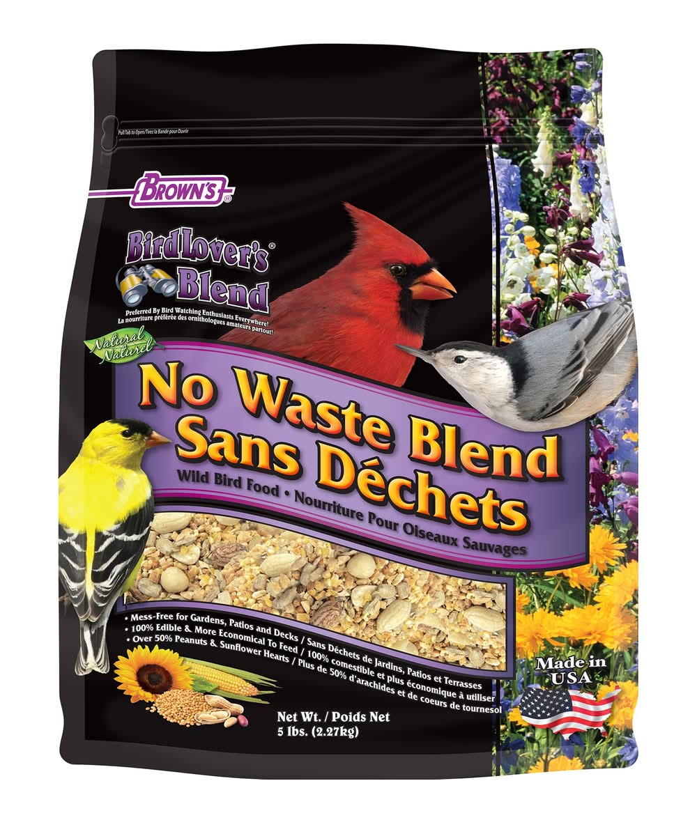 Brown's® BirdLover's® Blend Natural No Waste Blend Wild Bird Seed (Color: Assorted, Size: 5 Lb)