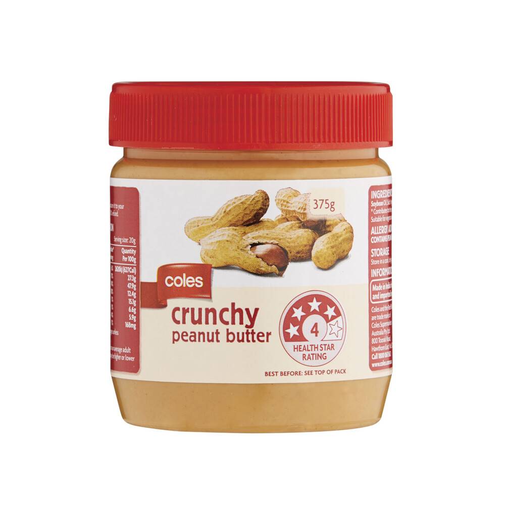 Coles Peanut Butter Crunchy Spread 375g