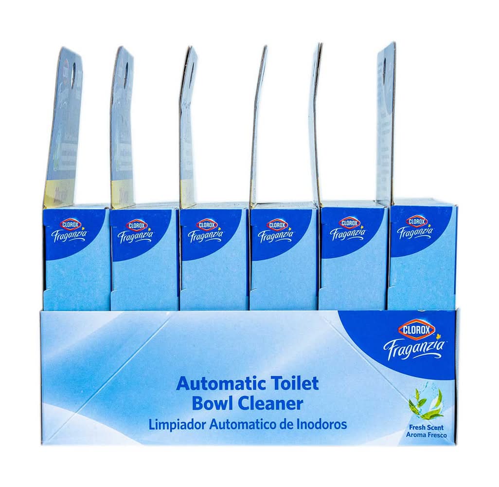Clorox Fraganzia Automatic Toilet Bowl Cleaner Puck, Fresh, Blue (6 x 120 g)