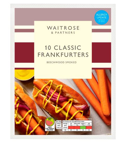 Waitrose & Partners Beechwood Smoked Classic Frankfurters (10 pack)