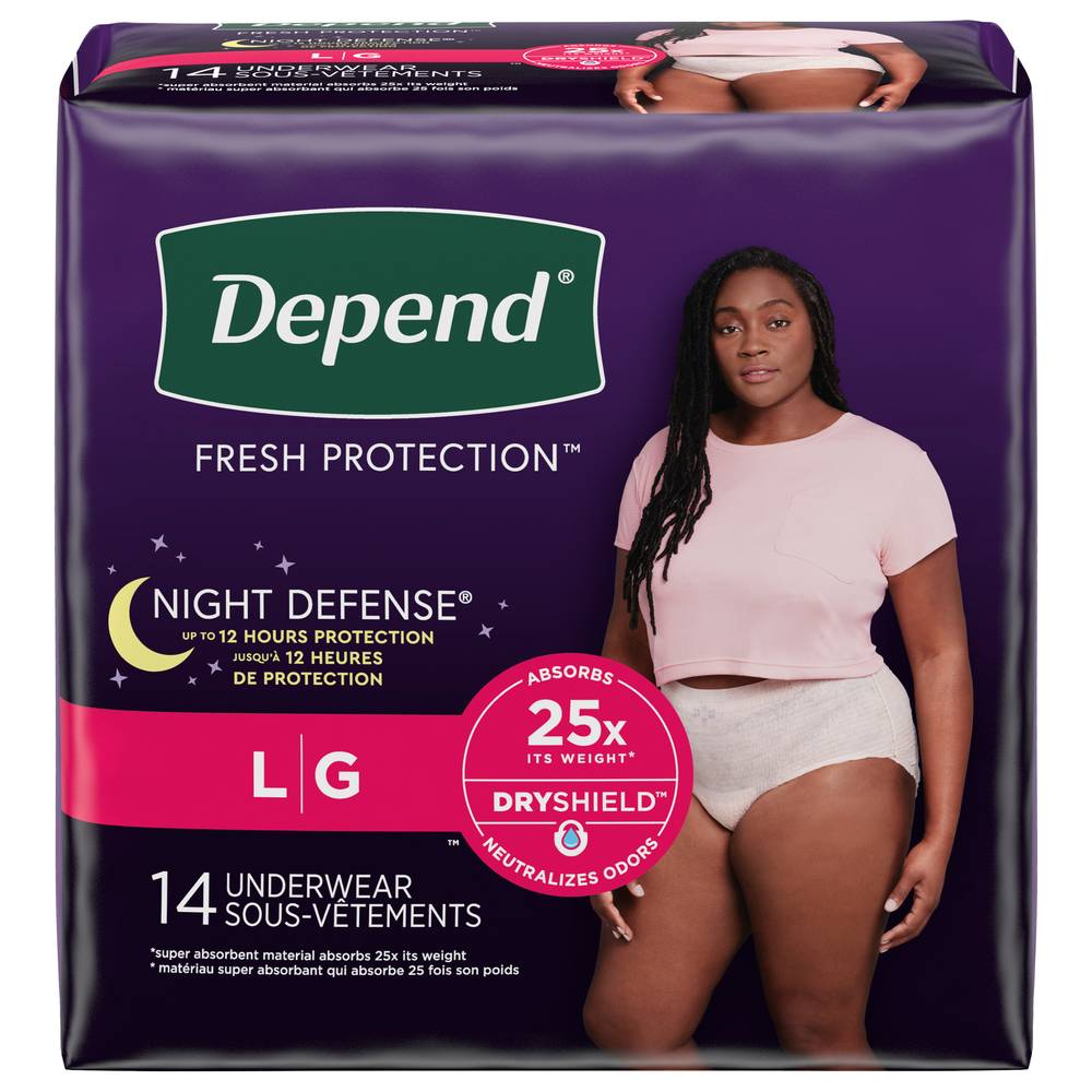 Depend Night Defense For Women Underwear, Large (1.99 lbs)