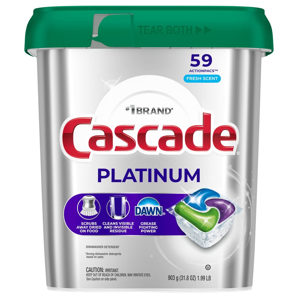 Cascade Platinum Dishwasher Detergent Action Pacs, Fresh Scent (31.8 oz, 59 ct)