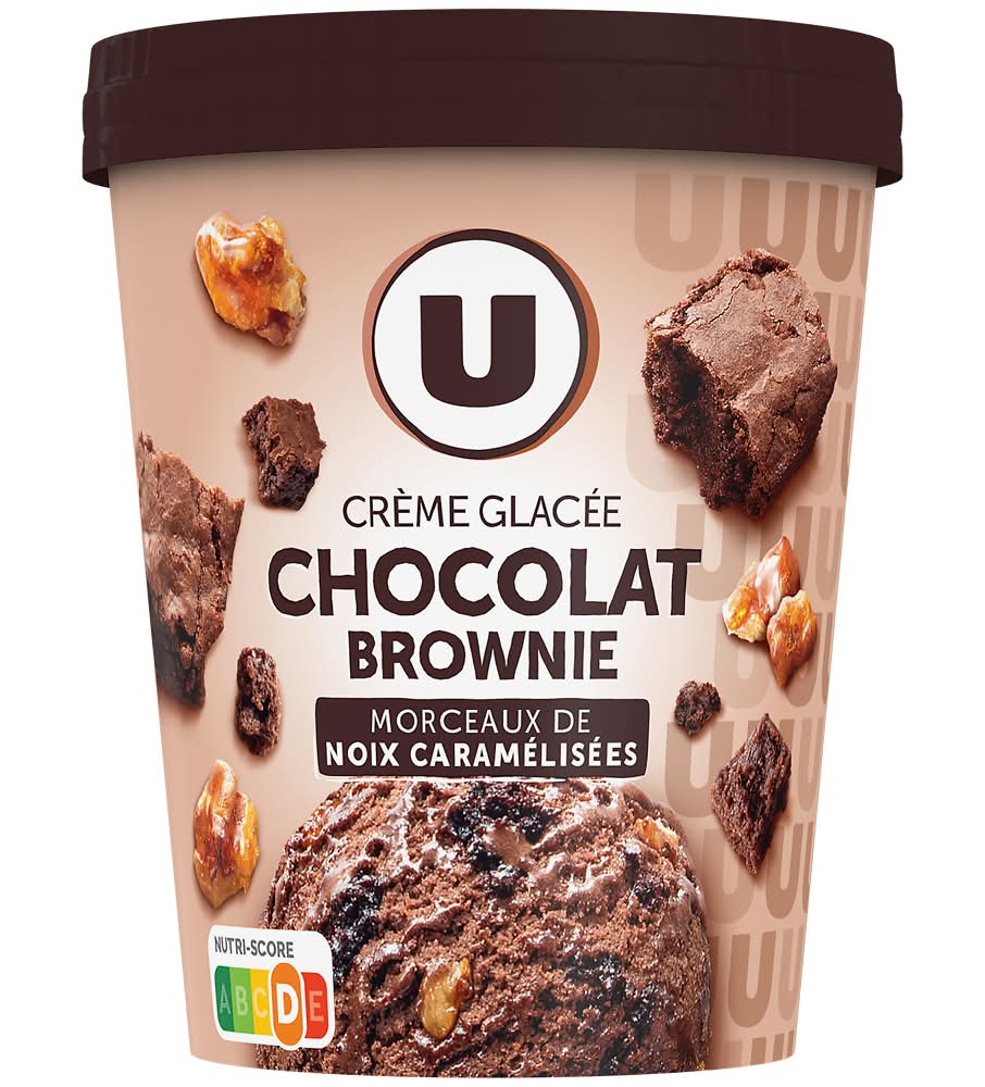 Les Produits U - Crème glacée, chocolat brownie (350g)