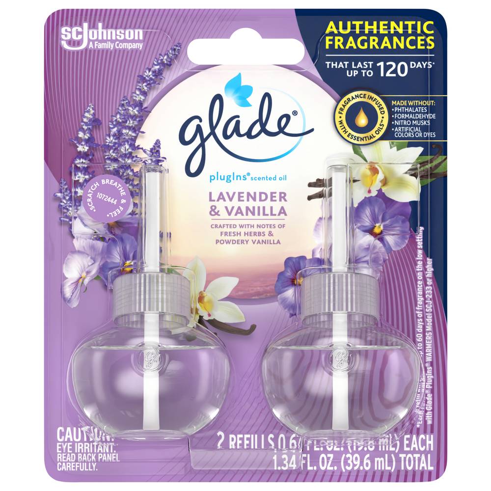 Glade Plugins Lavender & Vanilla Scented Oil Refills (2 ct)