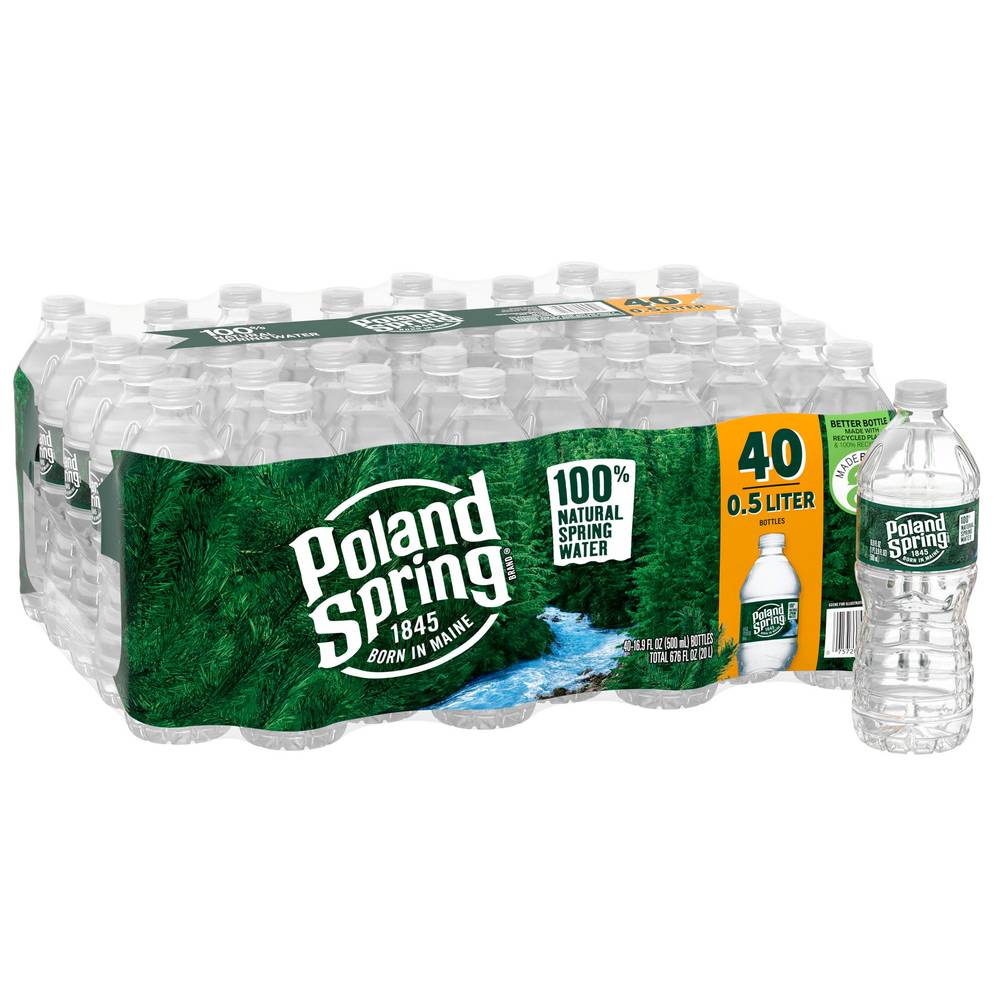 Poland Spring 100% Natural Spring Water, 16.9 fl oz, 40-count