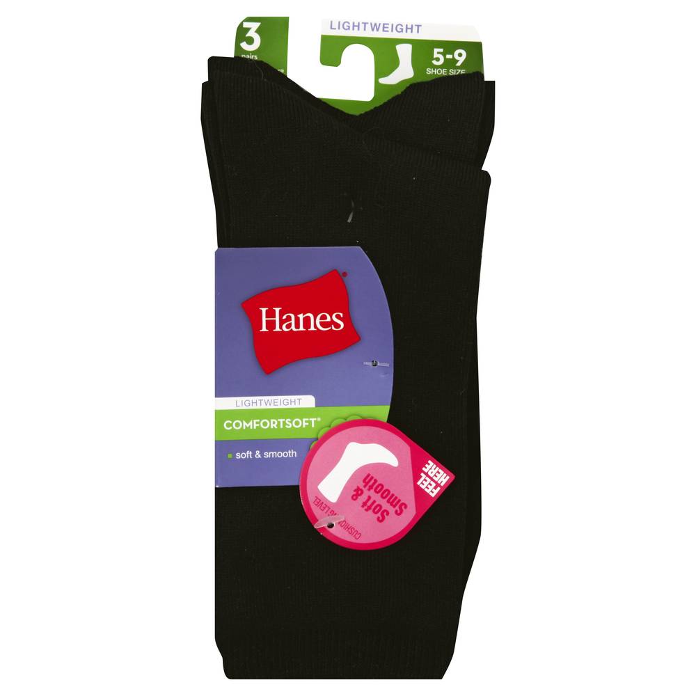 Hanes Socks, Black (3 ct)