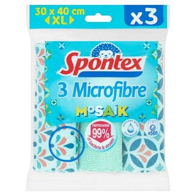 Spontex Mosaik Microfibre Cleaning Cloths (3ct)