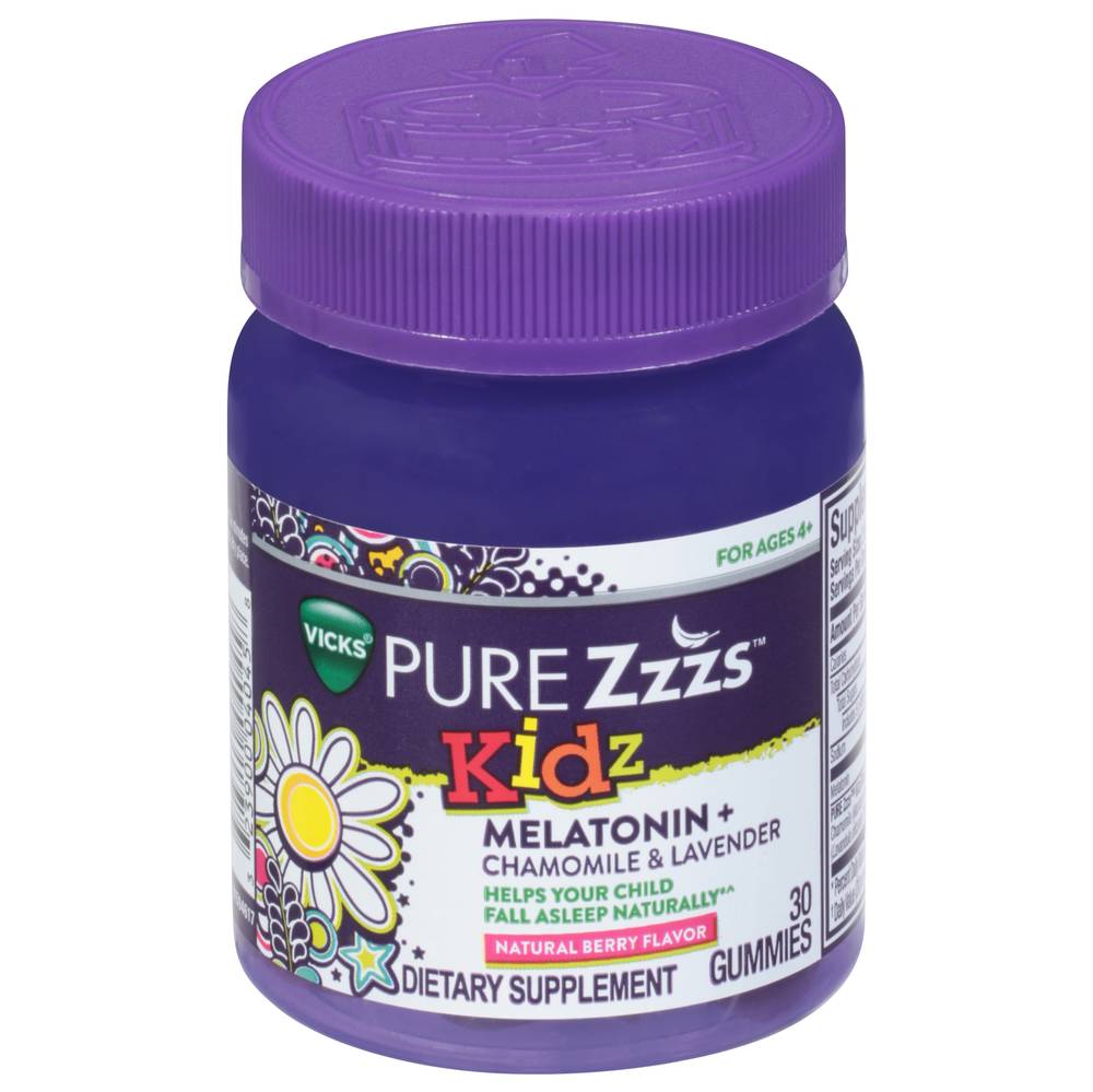 Vicks Kidz Pure Zzzs Kidz Berry Melatonin + Chamomile & Lavender Gummies (30 ct)