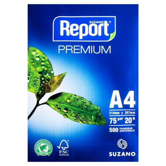 Suzano report papel sulfite a4 branco premium (500 folhas)