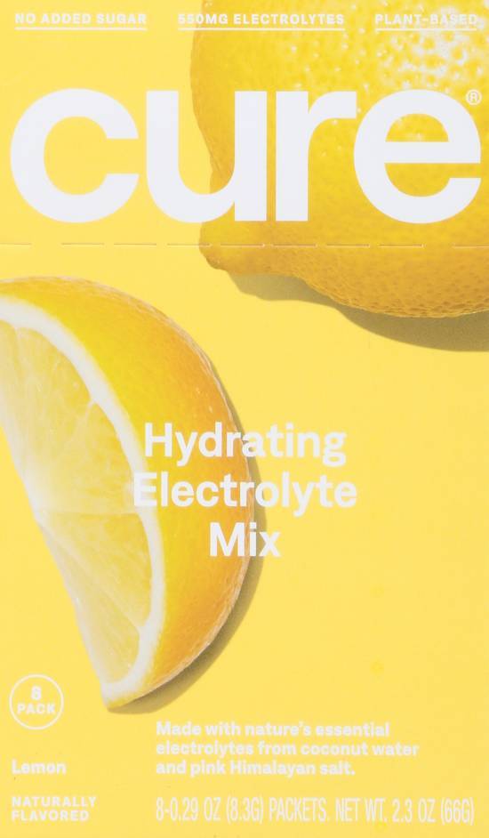 Cure Hydrating Lemon Electrolyte Mix (8 pack, 0.28 oz)