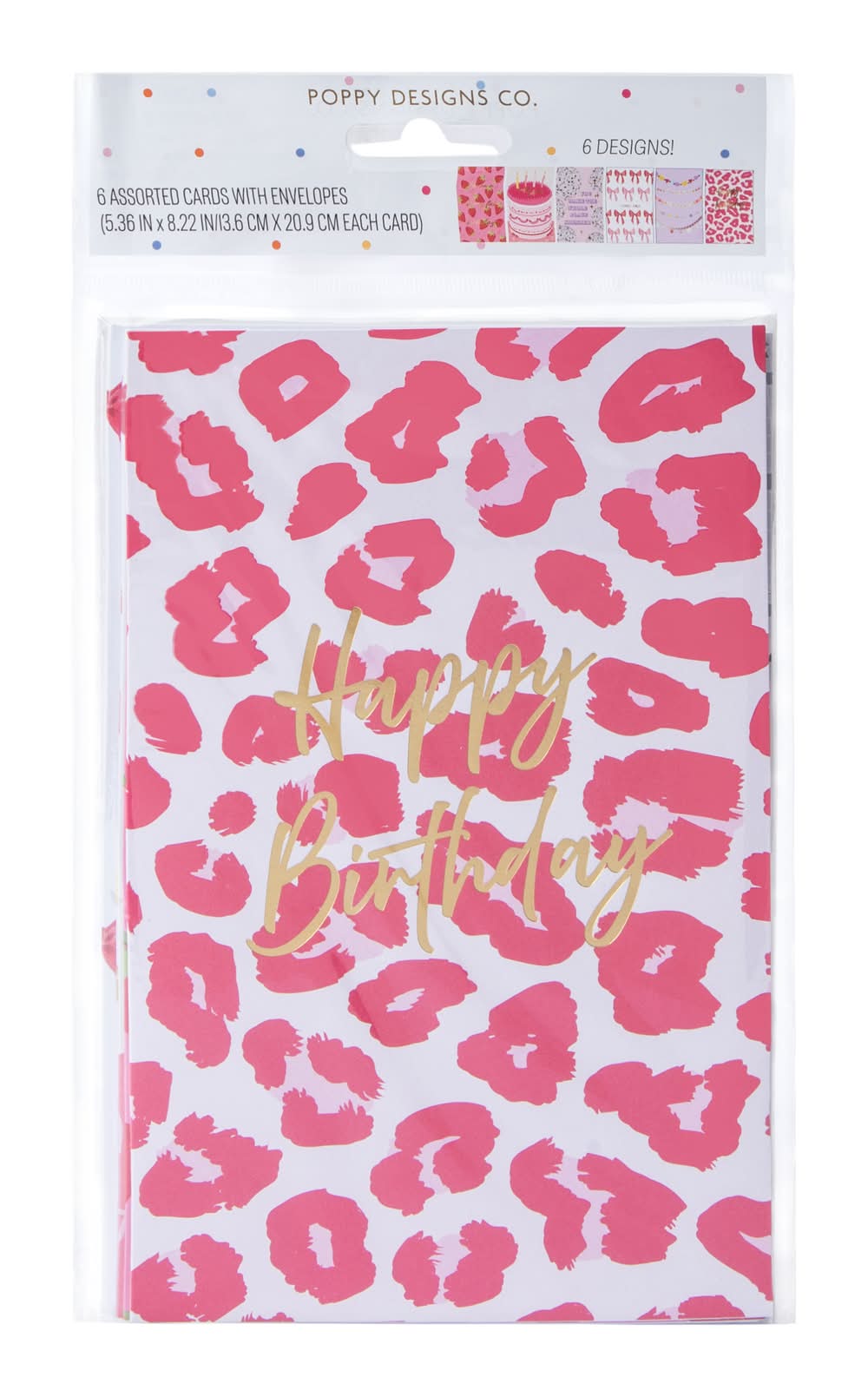 Assorted Cards With Envelopes 6-Pack Pink Cheetah