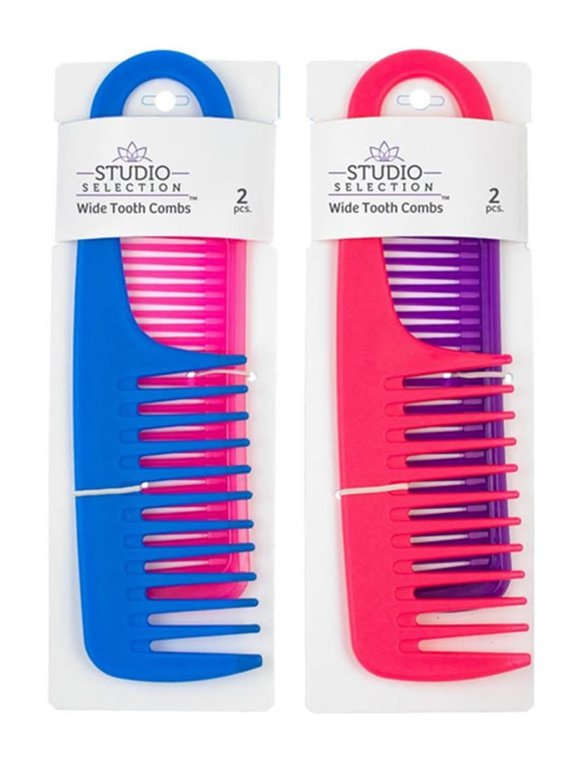 Studio Selection Wide Tooth Combs 2 Ct Assorted
