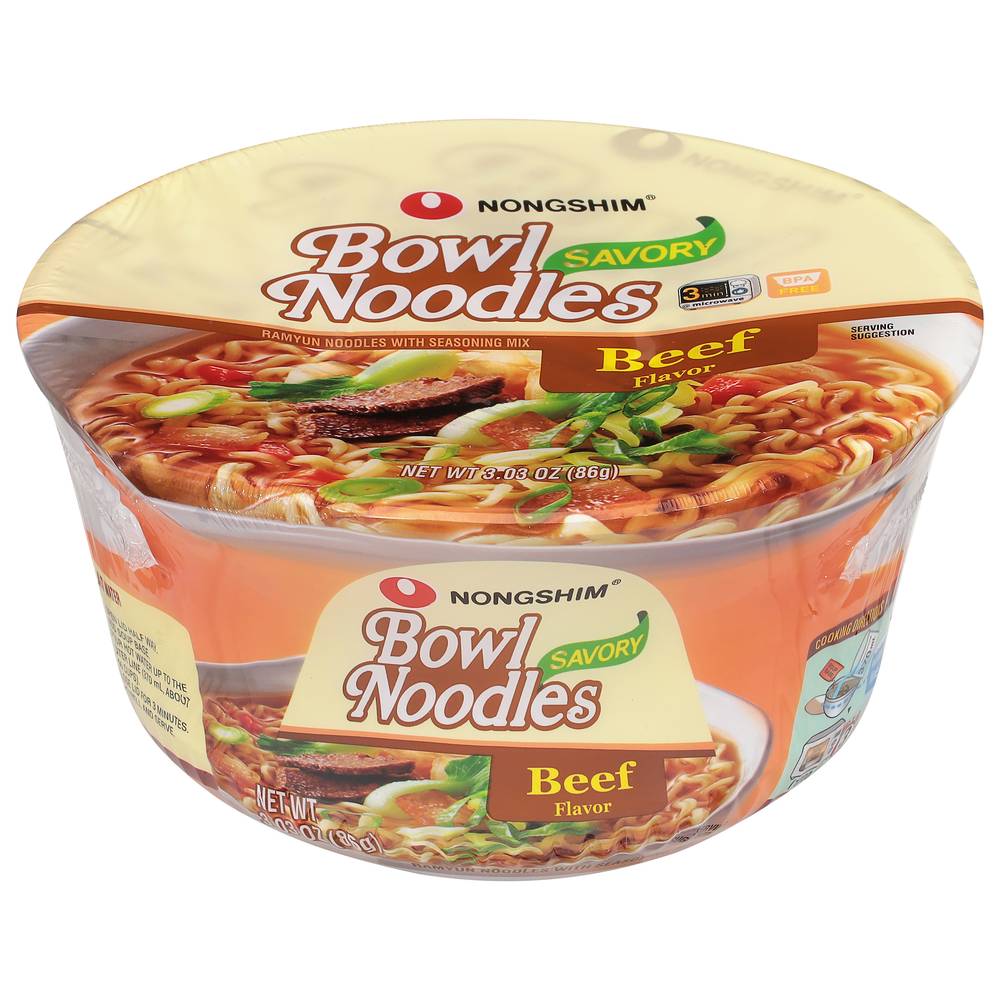 Nongshim Savory Beef Flavor Bowl Noodle Soup (3 oz)