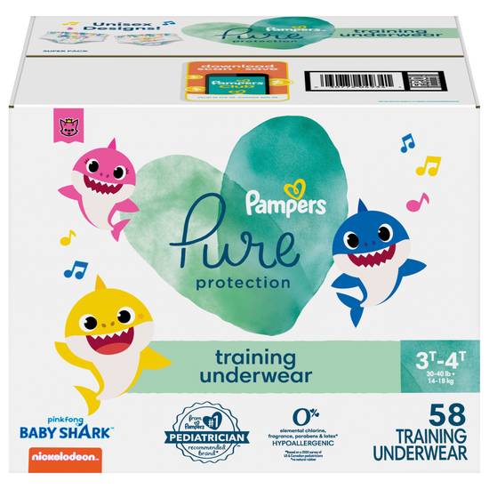 Pampers Pure Protection Training Underwear, Size 5 3t-4t, 58 Count