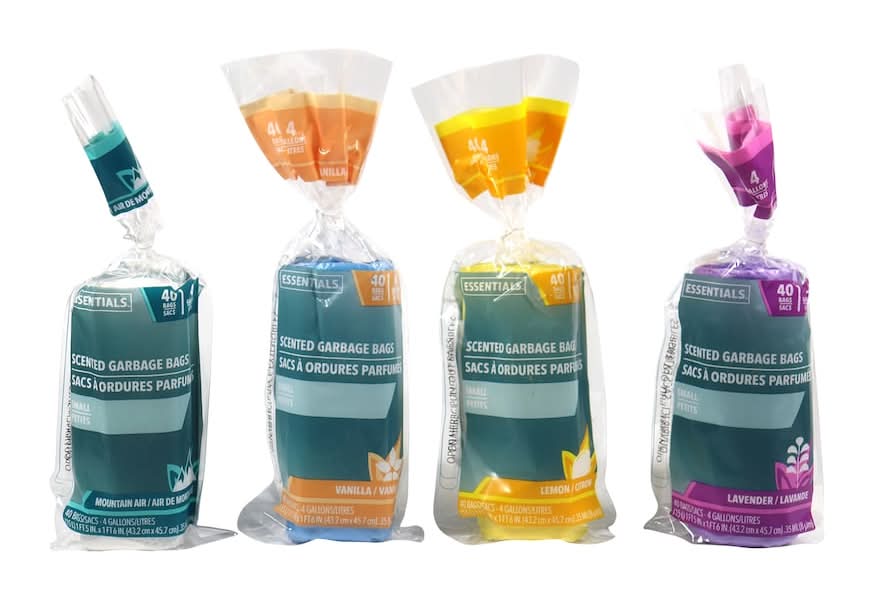 Essentials Scented Trash Bags 4 Gal, Assorted (4 x 40 ct)