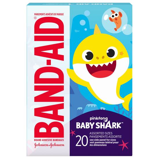 Band-Aid Baby Shark Assorted Sizes Adhesive Bandages (20 ct)