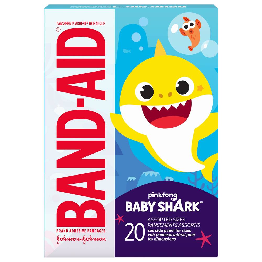 Band-Aid Baby Shark Assorted Sizes Adhesive Bandages (0.8 oz)