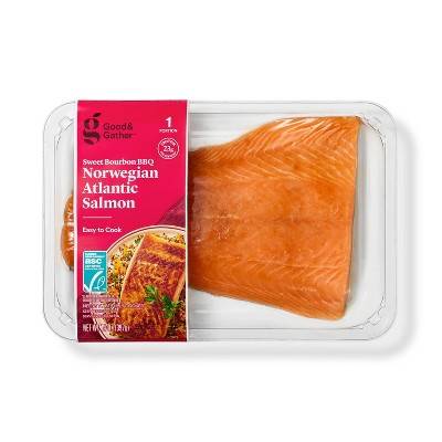 Sweet Bourbon Flavored Skin-On Atlantic Salmon - 14oz - Good & Gather™