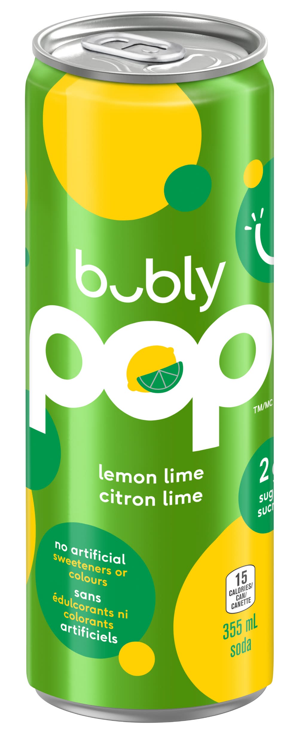 bubly Pop Sparkling Water, Lemon Lime (355 ml)
