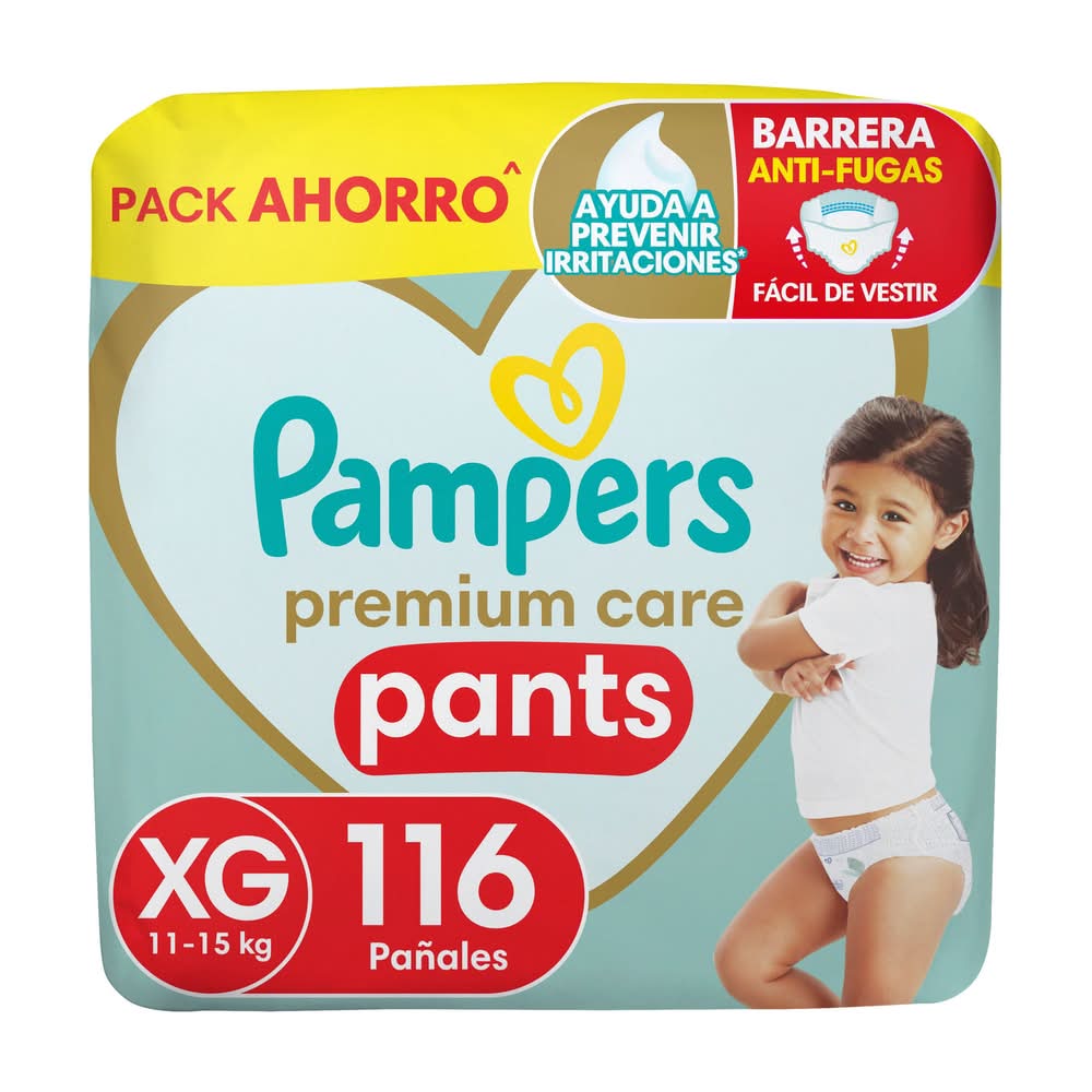 Pampers · Premium care pañales pants - XG (116 un)