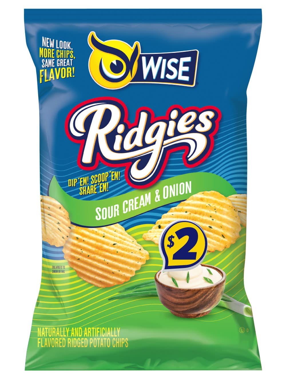 Wise Ridgies Potato Chips, Sour Cream-Onion (3 oz)
