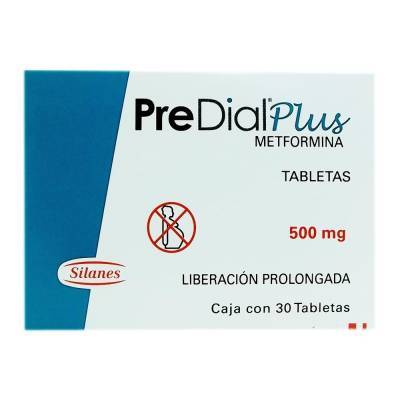 Silanes · Predial plus metformina tabletas 500 mg (30 un)