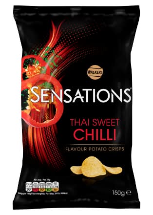 Walkers Thai Sweet Chili, Sensations Potato Crisps (150g)