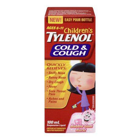 Tylenol Children’s Cold & Cough Suspension Liquid Bubble Gum Burst (100 ml)