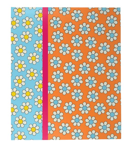 Top Flight Fashion 2-Pocket Folder, 9-7/8" x 11-13/16", Retro Daisies