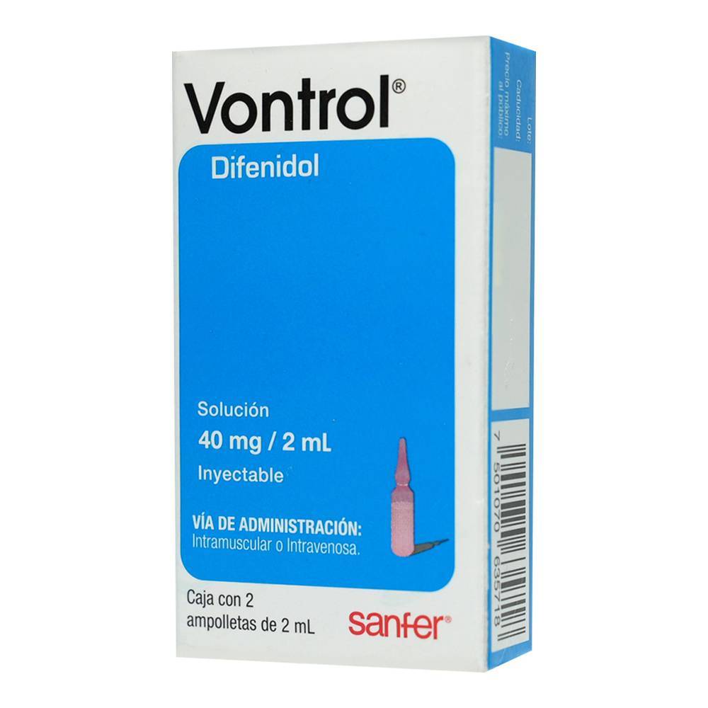 Sanfer vontrol difenidol solución inyectable 40 mg (2 piezas)