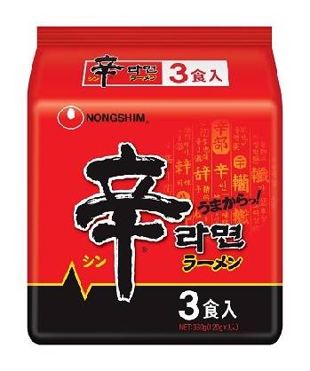 201209：農心 辛ラーメン 120G×3個パック / Shin Ramyun (Hot Instant Noodles, Pack of 3)