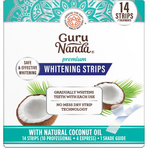 Gurunanda Premium Teeth Whitening Strips with Coconut Oil