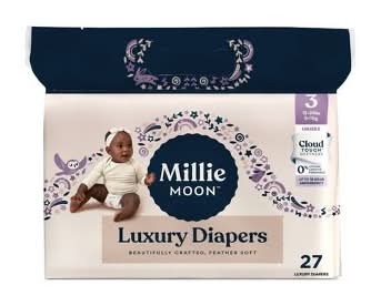 Millie Moon Luxury Disposable Diapers, Size 3 (27 ct)
