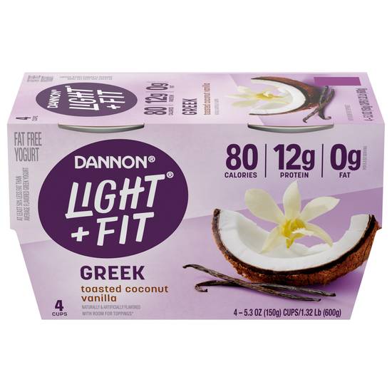 Light + Fit Dannon Toasted Coconut Vanilla Greek Yogurt (4 ct)