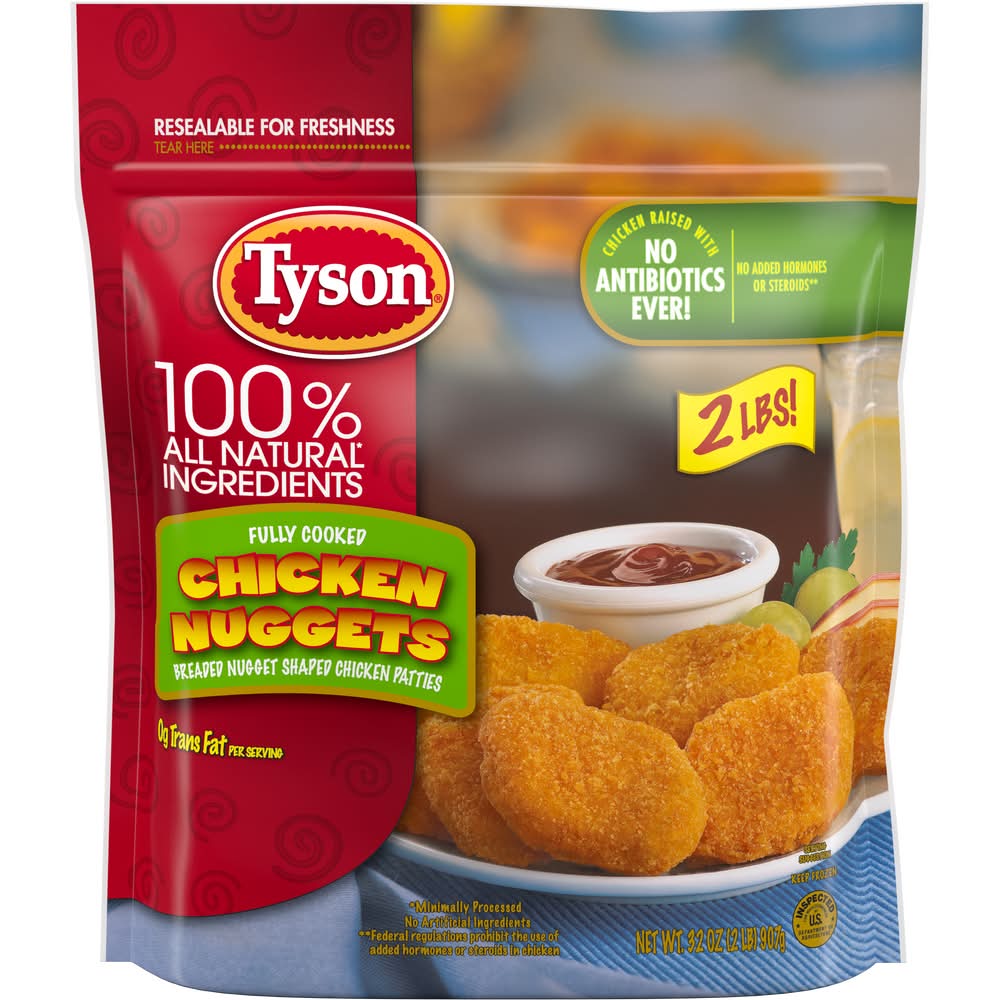 Tyson Chicken Nuggets Breaded Shaped Patties (32 oz)