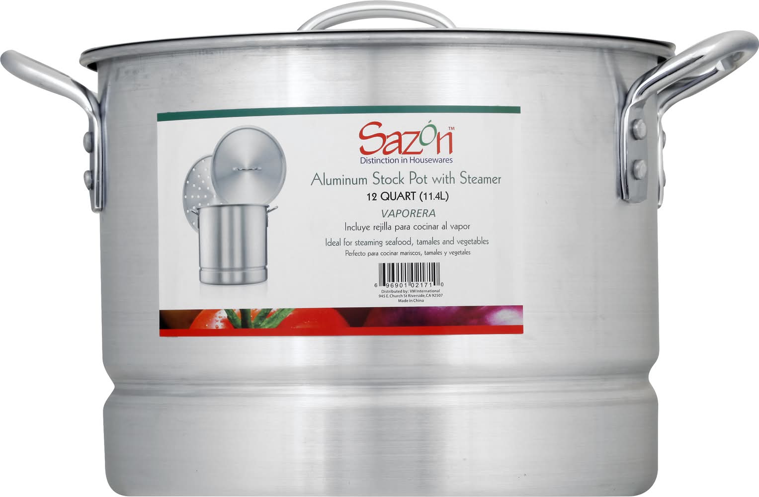 Sazón 12 Quarts Aluminum Stock Pot With Steamer