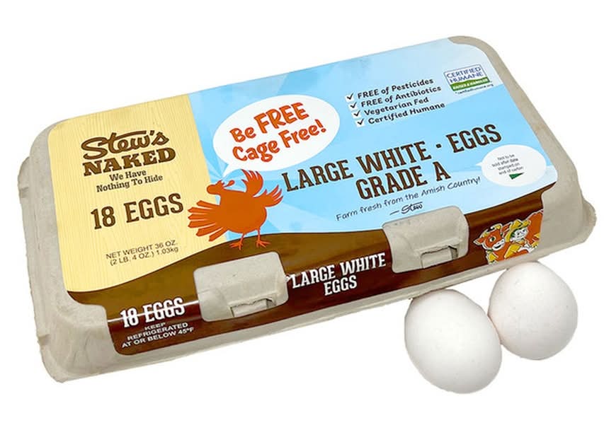 Stew's Naked Large White Grade a Eggs (36 oz, 18 ct)