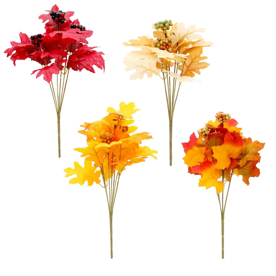 Floral Garden Festive Fall Leaves Floral Bushes, 13 in