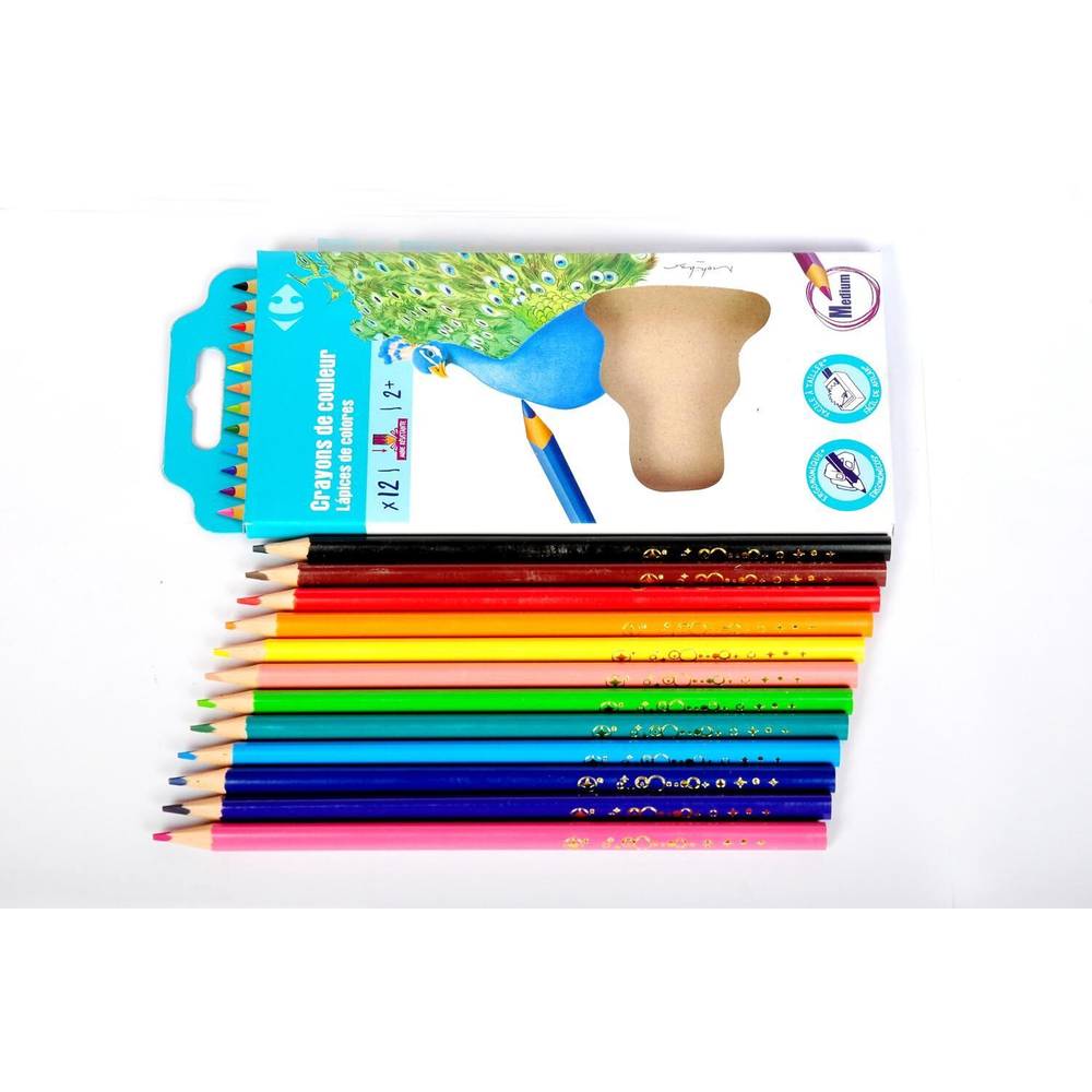 Crayon de couleur Pointe moyenne CARREFOUR - le lot de 12 crayons de couleur