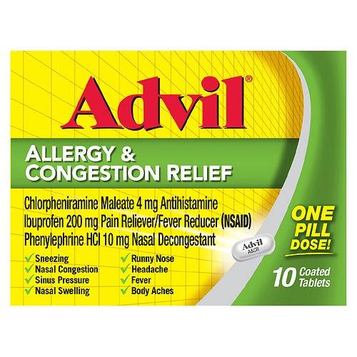 Advil Allergy & Congestion Relief Coated Tablets - 10.0 ea
