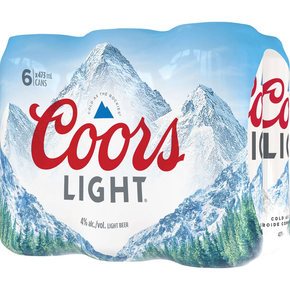 Coors Light Cold Lager Beer (6 x 473 ml)
