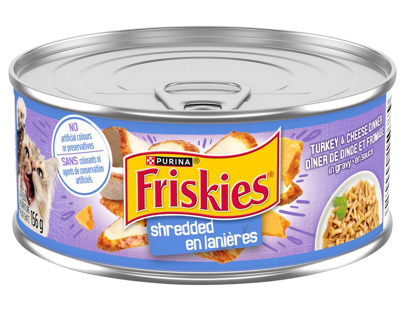 Purina Friskies Shredded Turkey & Cheese Dinner Wet Cat Food in Gravy (156 g)
