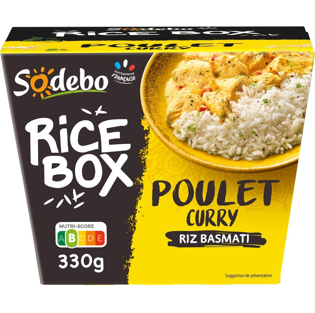 Sodebo - Rice box plat préparé riz basmati, poulet curry (330g)