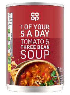Co-op Low Fat Tomato & Three Bean Soup 400G