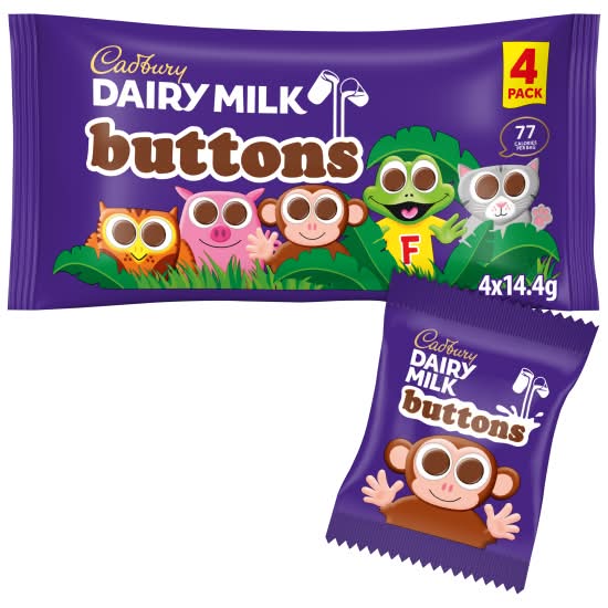 Cadbury Dairy Milk Buttons Chocolate Pieces (4 x 14.4g)