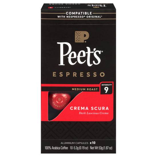 Peet's Coffee Espresso Crema Scura Medium Roast Aluminum Capsules (10 ct, 0.19 oz)